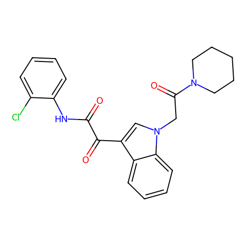 N-(2-chlorophenyl)-2-oxo-2-[1-(2-oxo-2-piperidin-1-ylethyl)indol-3-yl]acetamide structure