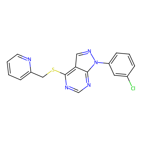 1-(3-Chlorophenyl)-4-(pyridin-2-ylmethylsulfanyl)pyrazolo[3,4-d]pyrimidine structure