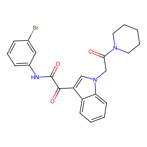 N-(3-bromophenyl)-2-oxo-2-[1-(2-oxo-2-piperidin-1-ylethyl)indol-3-yl]acetamide structure