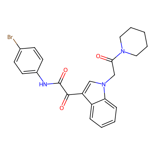 N-(4-bromophenyl)-2-oxo-2-[1-(2-oxo-2-piperidin-1-ylethyl)indol-3-yl]acetamide structure