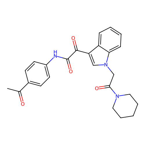 N-(4-acetylphenyl)-2-oxo-2-[1-(2-oxo-2-piperidin-1-ylethyl)indol-3-yl]acetamide structure