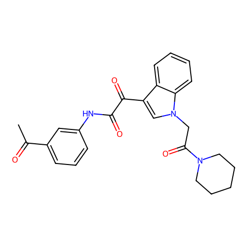 N-(3-acetylphenyl)-2-oxo-2-[1-(2-oxo-2-piperidin-1-ylethyl)indol-3-yl]acetamide structure