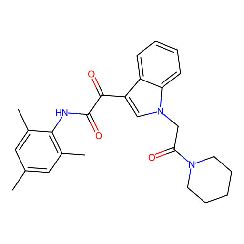 N-mesityl-2-oxo-2-(1-(2-oxo-2-(piperidin-1-yl)ethyl)-1H-indol-3-yl)acetamide structure
