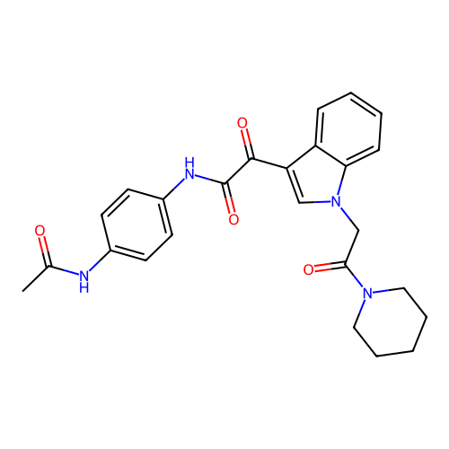 N-(4-acetamidophenyl)-2-oxo-2-[1-(2-oxo-2-piperidin-1-ylethyl)indol-3-yl]acetamide structure