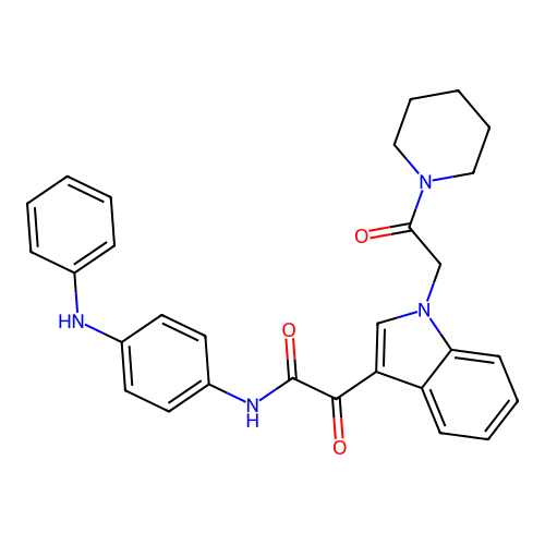 N-(4-anilinophenyl)-2-oxo-2-[1-(2-oxo-2-piperidin-1-ylethyl)indol-3-yl]acetamide structure