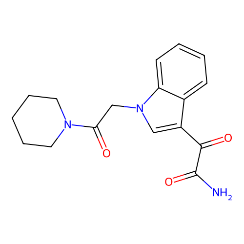 2-oxo-2-{1-[2-oxo-2-(piperidin-1-yl)ethyl]-1H-indol-3-yl}acetamide structure
