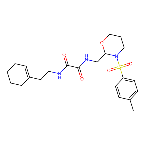 N'-[2-(cyclohex-1-en-1-yl)ethyl]-N-{[3-(4-methylbenzenesulfonyl)-1,3-oxazinan-2-yl]methyl}ethanediamide structure