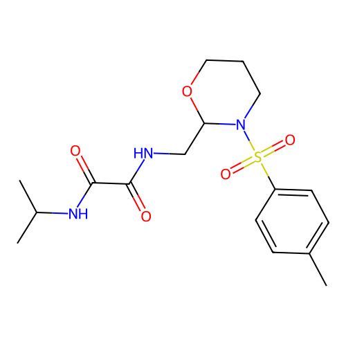 N1-isopropyl-N2-((3-tosyl-1,3-oxazinan-2-yl)methyl)oxalamide structure