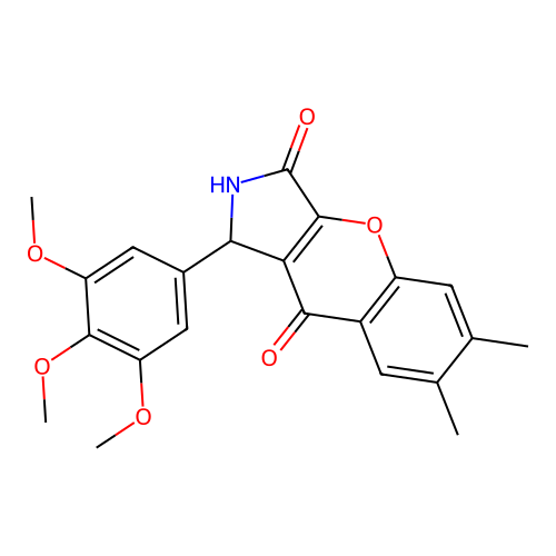 6,7-dimethyl-1-(3,4,5-trimethoxyphenyl)-1,2-dihydrochromeno[2,3-c]pyrrole-3,9-dione structure