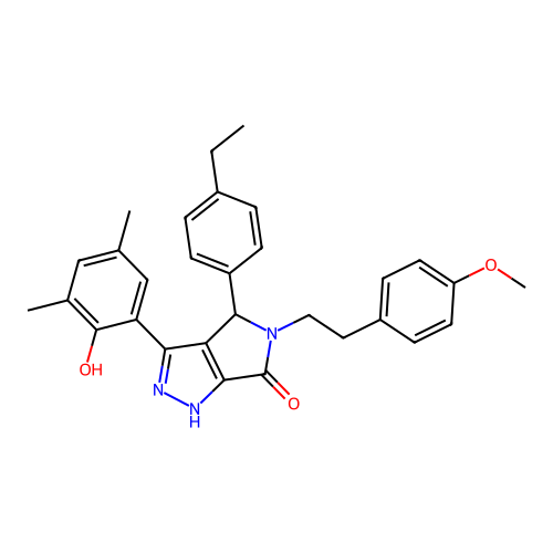 4-(4-ethylphenyl)-3-(2-hydroxy-3,5-dimethylphenyl)-5-[2-(4-methoxyphenyl)ethyl]-4,5-dihydropyrrolo[3,4-c]pyrazol-6(2H)-one structure