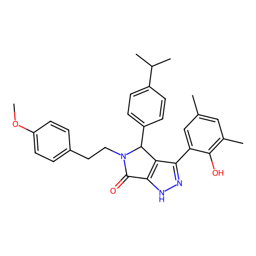 3-(2-hydroxy-3,5-dimethylphenyl)-5-[2-(4-methoxyphenyl)ethyl]-4-[4-(propan-2-yl)phenyl]-4,5-dihydropyrrolo[3,4-c]pyrazol-6(2H)-one structure