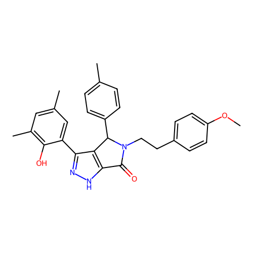 3-(2-hydroxy-3,5-dimethylphenyl)-5-[2-(4-methoxyphenyl)ethyl]-4-(4-methylphenyl)-4,5-dihydropyrrolo[3,4-c]pyrazol-6(2H)-one structure