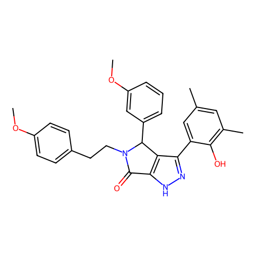 3-(2-hydroxy-3,5-dimethylphenyl)-4-(3-methoxyphenyl)-5-[2-(4-methoxyphenyl)ethyl]-4,5-dihydropyrrolo[3,4-c]pyrazol-6(2H)-one structure