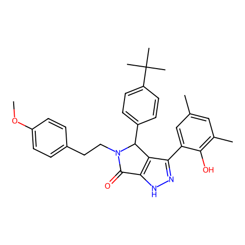 4-(4-tert-butylphenyl)-3-(2-hydroxy-3,5-dimethylphenyl)-5-[2-(4-methoxyphenyl)ethyl]-4,5-dihydropyrrolo[3,4-c]pyrazol-6(2H)-one structure