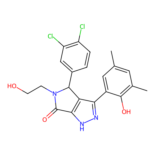 4-(3,4-dichlorophenyl)-3-(2-hydroxy-3,5-dimethylphenyl)-5-(2-hydroxyethyl)-4,5-dihydropyrrolo[3,4-c]pyrazol-6(2H)-one structure