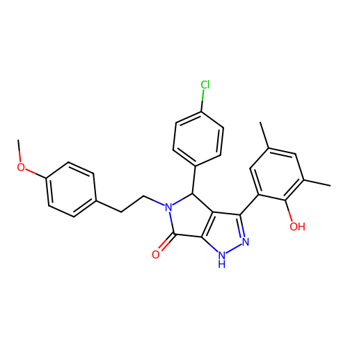 4-(4-chlorophenyl)-3-(2-hydroxy-3,5-dimethylphenyl)-5-[2-(4-methoxyphenyl)ethyl]-4,5-dihydropyrrolo[3,4-c]pyrazol-6(2H)-one structure