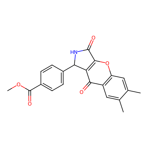 methyl 4-(6,7-dimethyl-3,9-dioxo-1,2,3,9-tetrahydrochromeno[2,3-c]pyrrol-1-yl)benzoate structure