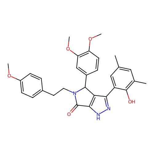 4-(3,4-dimethoxyphenyl)-3-(2-hydroxy-3,5-dimethylphenyl)-5-[2-(4-methoxyphenyl)ethyl]-4,5-dihydropyrrolo[3,4-c]pyrazol-6(2H)-one structure