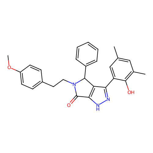 3-(2-hydroxy-3,5-dimethylphenyl)-5-[2-(4-methoxyphenyl)ethyl]-4-phenyl-4,5-dihydropyrrolo[3,4-c]pyrazol-6(2H)-one structure