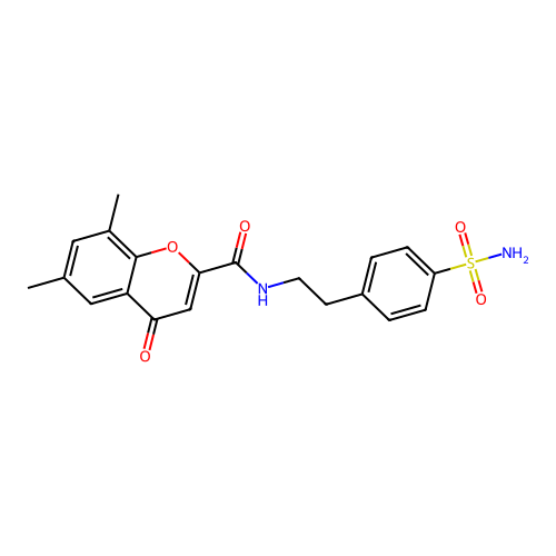 6,8-dimethyl-4-oxo-N-[2-(4-sulfamoylphenyl)ethyl]-4H-chromene-2-carboxamide structure