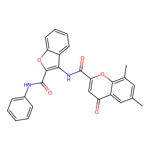 6,8-dimethyl-4-oxo-N-[2-(phenylcarbamoyl)-1-benzofuran-3-yl]-4H-chromene-2-carboxamide structure