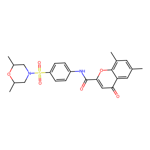 N-{4-[(2,6-dimethylmorpholin-4-yl)sulfonyl]phenyl}-6,8-dimethyl-4-oxo-4H-chromene-2-carboxamide structure