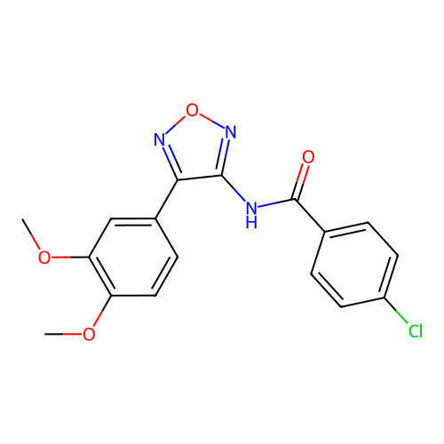 4-chloro-N-[4-(3,4-dimethoxyphenyl)-1,2,5-oxadiazol-3-yl]benzamide structure