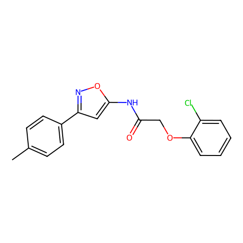 2-(2-chlorophenoxy)-N-[3-(4-methylphenyl)-1,2-oxazol-5-yl]acetamide structure