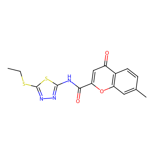 N-[5-(ethylsulfanyl)-1,3,4-thiadiazol-2-yl]-7-methyl-4-oxo-4H-chromene-2-carboxamide structure