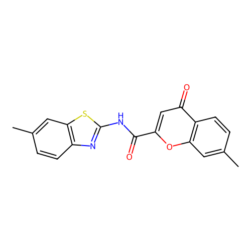 7-methyl-N-(6-methyl-1,3-benzothiazol-2-yl)-4-oxo-4H-chromene-2-carboxamide structure