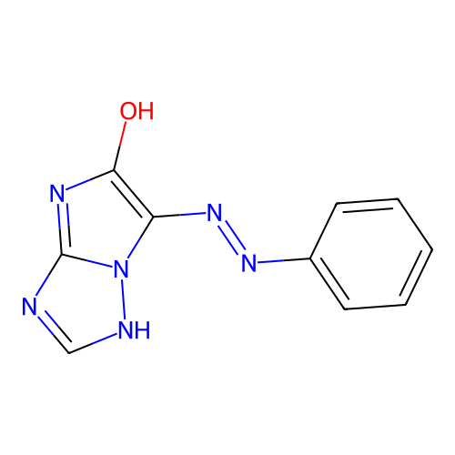 (6E)-3H-Imidazo(1,2-b)(1,2,4)triazole-5,6-dione 6-(phenylhydrazone) structure