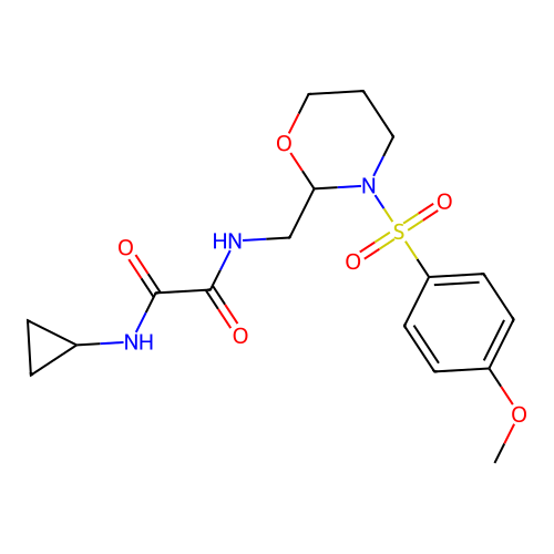 N'-cyclopropyl-N-[[3-(4-methoxyphenyl)sulfonyl-1,3-oxazinan-2-yl]methyl]oxamide structure