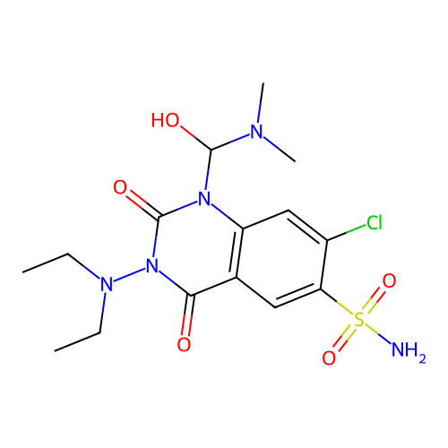 6-Quinazolinesulfonamide, 1,2,3,4-tetrahydro-7-chloro-3-(diethylamino)-1-((dimethylamino)hydroxymethyl)-2,4-dioxo- structure