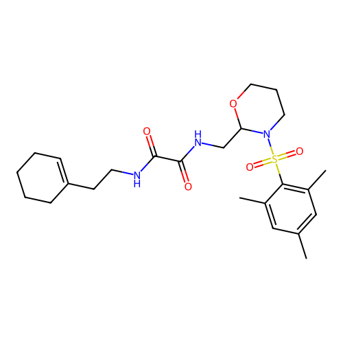N'-[2-(cyclohex-1-en-1-yl)ethyl]-N-{[3-(2,4,6-trimethylbenzenesulfonyl)-1,3-oxazinan-2-yl]methyl}ethanediamide structure