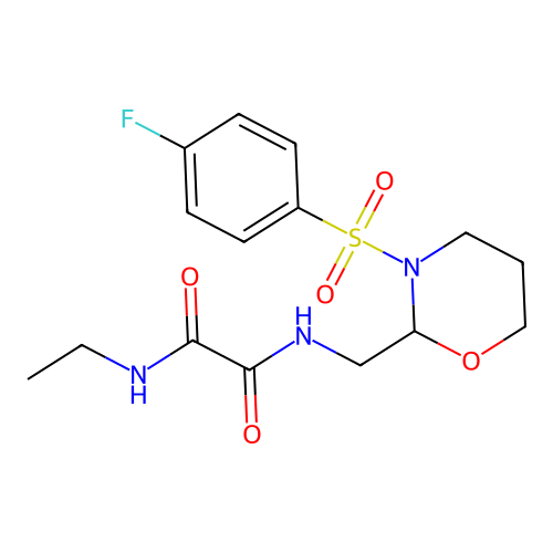 N-ethyl-N'-[[3-(4-fluorophenyl)sulfonyl-1,3-oxazinan-2-yl]methyl]oxamide structure