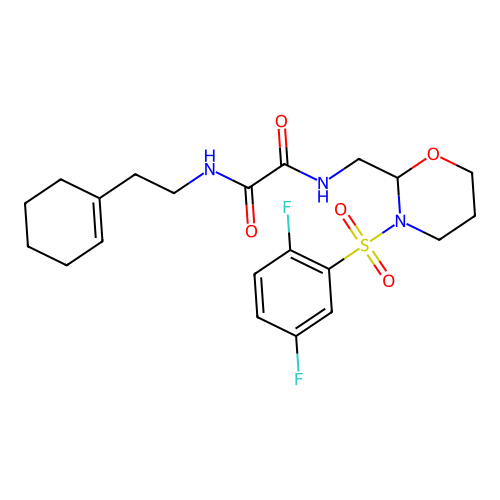 N'-[2-(cyclohex-1-en-1-yl)ethyl]-N-{[3-(2,5-difluorobenzenesulfonyl)-1,3-oxazinan-2-yl]methyl}ethanediamide structure