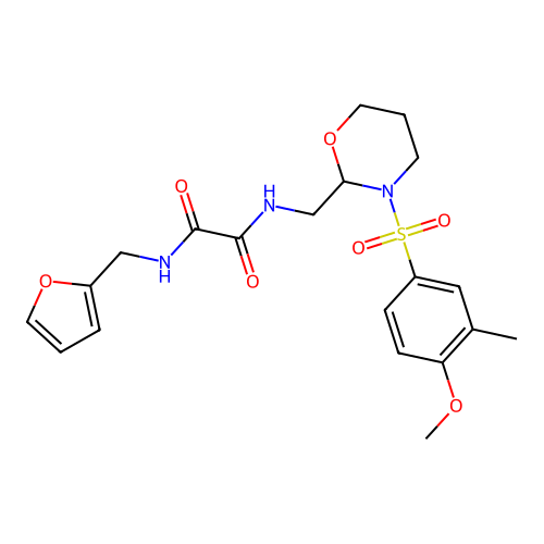 N'-(furan-2-ylmethyl)-N-[[3-(4-methoxy-3-methylphenyl)sulfonyl-1,3-oxazinan-2-yl]methyl]oxamide structure