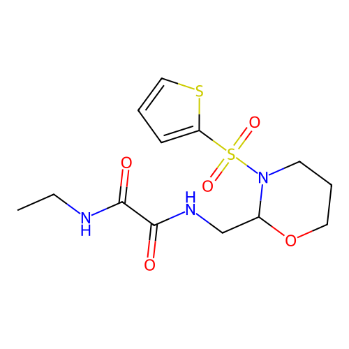N-ethyl-N'-[(3-thiophen-2-ylsulfonyl-1,3-oxazinan-2-yl)methyl]oxamide structure
