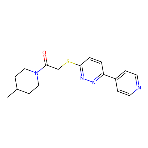 1-(4-Methylpiperidin-1-yl)-2-(6-pyridin-4-ylpyridazin-3-yl)sulfanylethanone structure