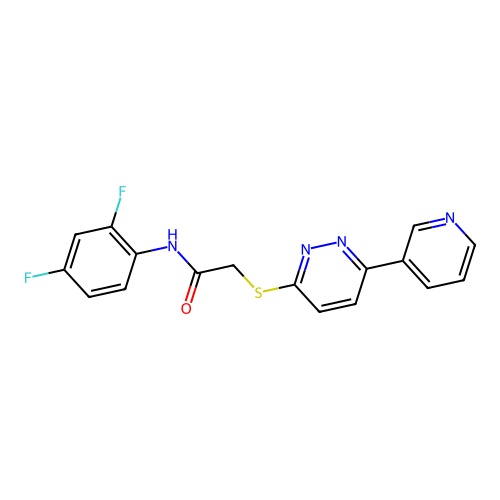 N-(2,4-difluorophenyl)-2-(6-pyridin-3-ylpyridazin-3-yl)sulfanylacetamide structure