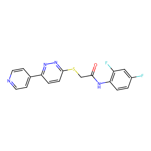 N-(2,4-difluorophenyl)-2-(6-pyridin-4-ylpyridazin-3-yl)sulfanylacetamide structure