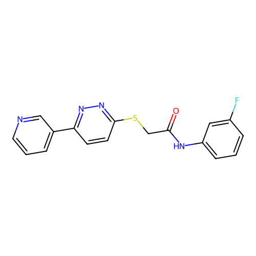 N-(3-fluorophenyl)-2-(6-pyridin-3-ylpyridazin-3-yl)sulfanylacetamide structure