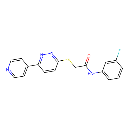 N-(3-fluorophenyl)-2-(6-pyridin-4-ylpyridazin-3-yl)sulfanylacetamide structure