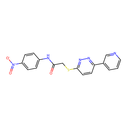 N-(4-nitrophenyl)-2-(6-pyridin-3-ylpyridazin-3-yl)sulfanylacetamide structure