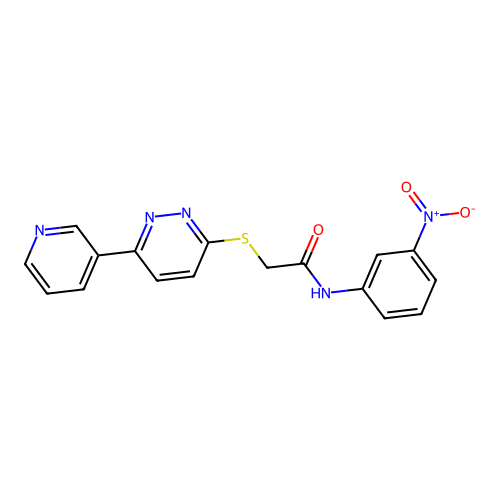 N-(3-nitrophenyl)-2-(6-pyridin-3-ylpyridazin-3-yl)sulfanylacetamide structure
