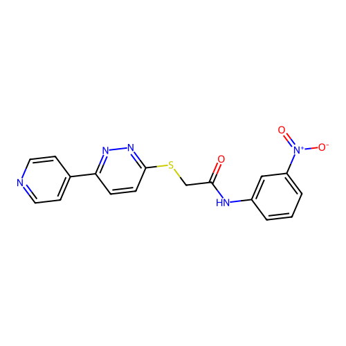 N-(3-nitrophenyl)-2-(6-pyridin-4-ylpyridazin-3-yl)sulfanylacetamide structure