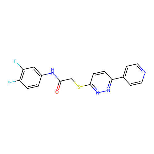 N-(3,4-difluorophenyl)-2-(6-pyridin-4-ylpyridazin-3-yl)sulfanylacetamide structure
