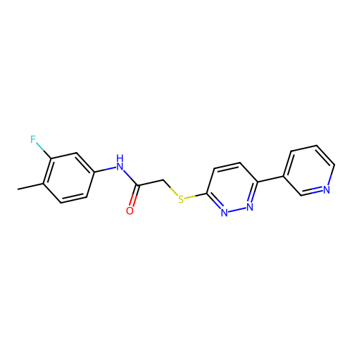 N-(3-fluoro-4-methylphenyl)-2-(6-pyridin-3-ylpyridazin-3-yl)sulfanylacetamide structure