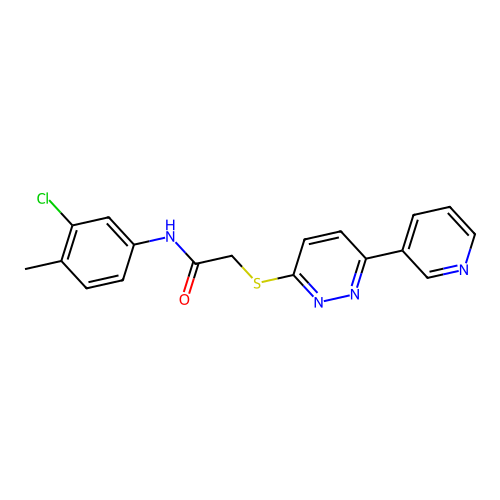 N-(3-chloro-4-methylphenyl)-2-(6-pyridin-3-ylpyridazin-3-yl)sulfanylacetamide structure