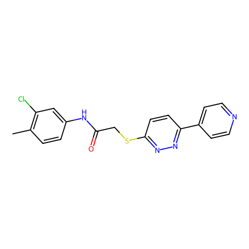 N-(3-chloro-4-methylphenyl)-2-(6-pyridin-4-ylpyridazin-3-yl)sulfanylacetamide structure
